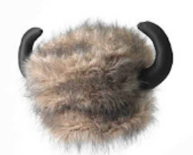 Water Buffalo Faux Fur Hat Brown & Black Horns Deluxe Costume Hat