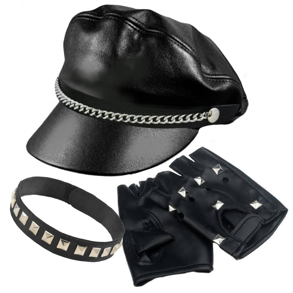 Faux Leather Studded Fingerless Gloves Punk Biker 80s Gothic