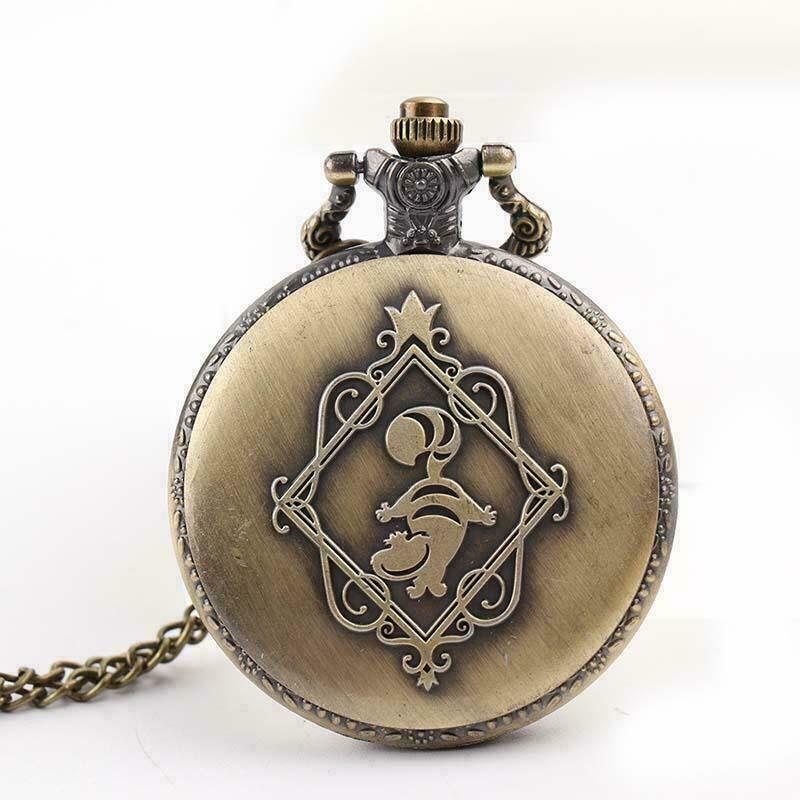 Onwon Vintage Drink Me Pocket Watch Necklace Quartz Watch Alice in Wonderland Rabbit