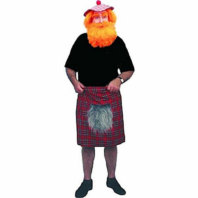 Red Scotsman Kilt with Sporran Mens Scottish Tartan Costume Skirt