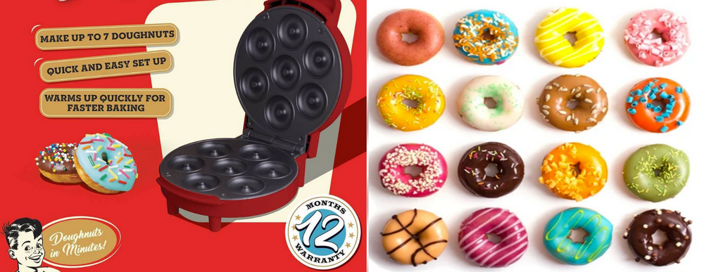 Doughnut Donut Maker Makes 7 Donuts At A Time Non-stick Recipe Include