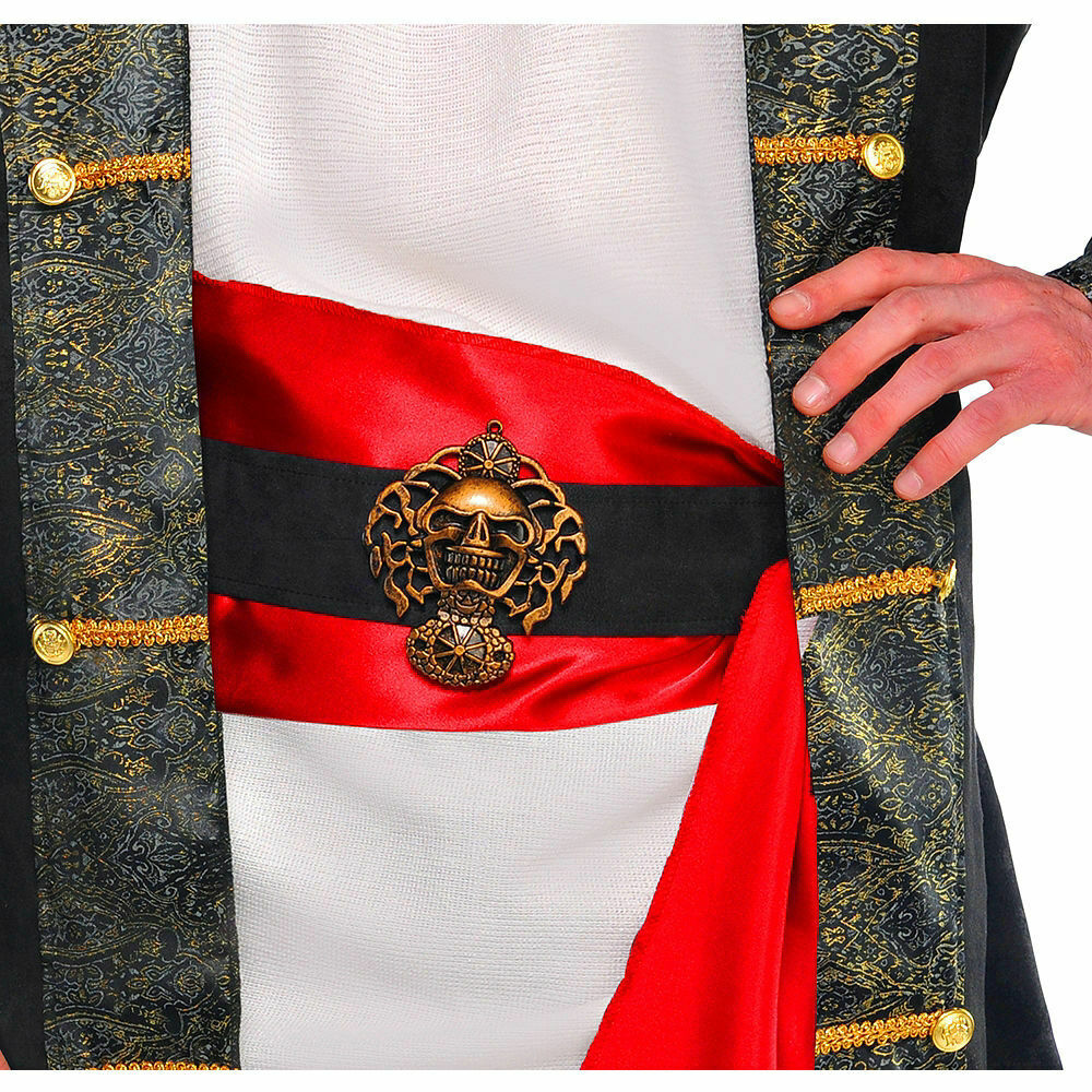 Pirate Belt with Red Sash & Skull Buckle Costume Accessory