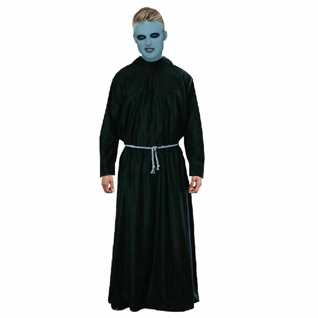 Uncle Fester Adams Family Black Robe Scary Mens Halloween Costume